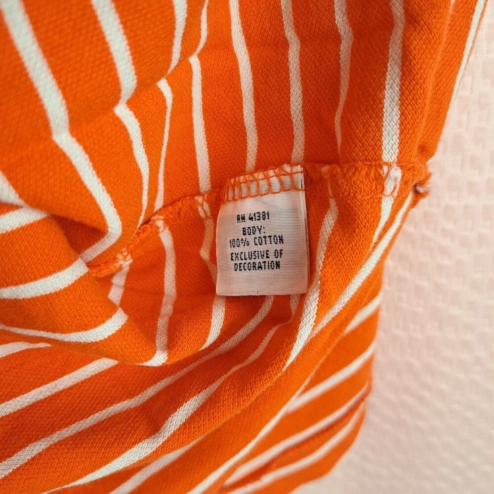 Polo Ralph Lauren Shirt Men's M Orange Striped Featherweight Mesh Short Sleeve